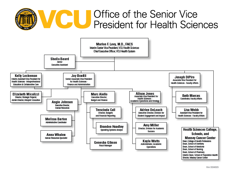 The Office of the Senior Vice President for Health Sciences Organizational Chart